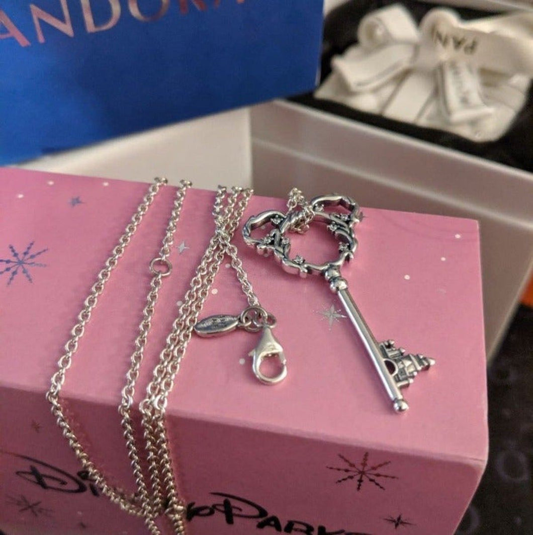 Pandora Disney Mickey Mouse Sterling Silver Key Necklace With Cinderella  Castle | Lovez Aqua